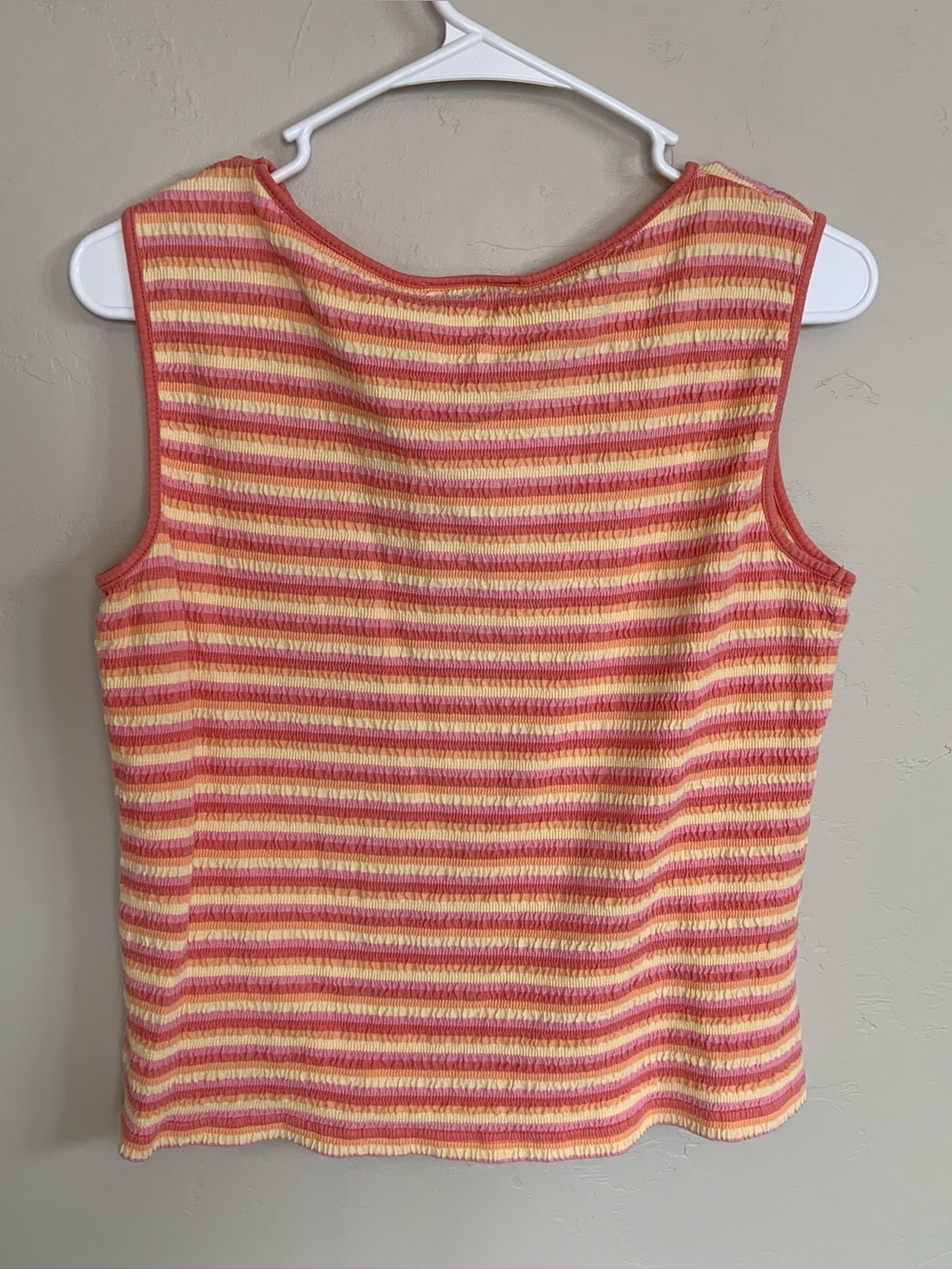 Talbots Petites Striped Knit Scoop Neck Sleeveless Smocked Tank Top Women’s Sz S - Picture 2 of 4